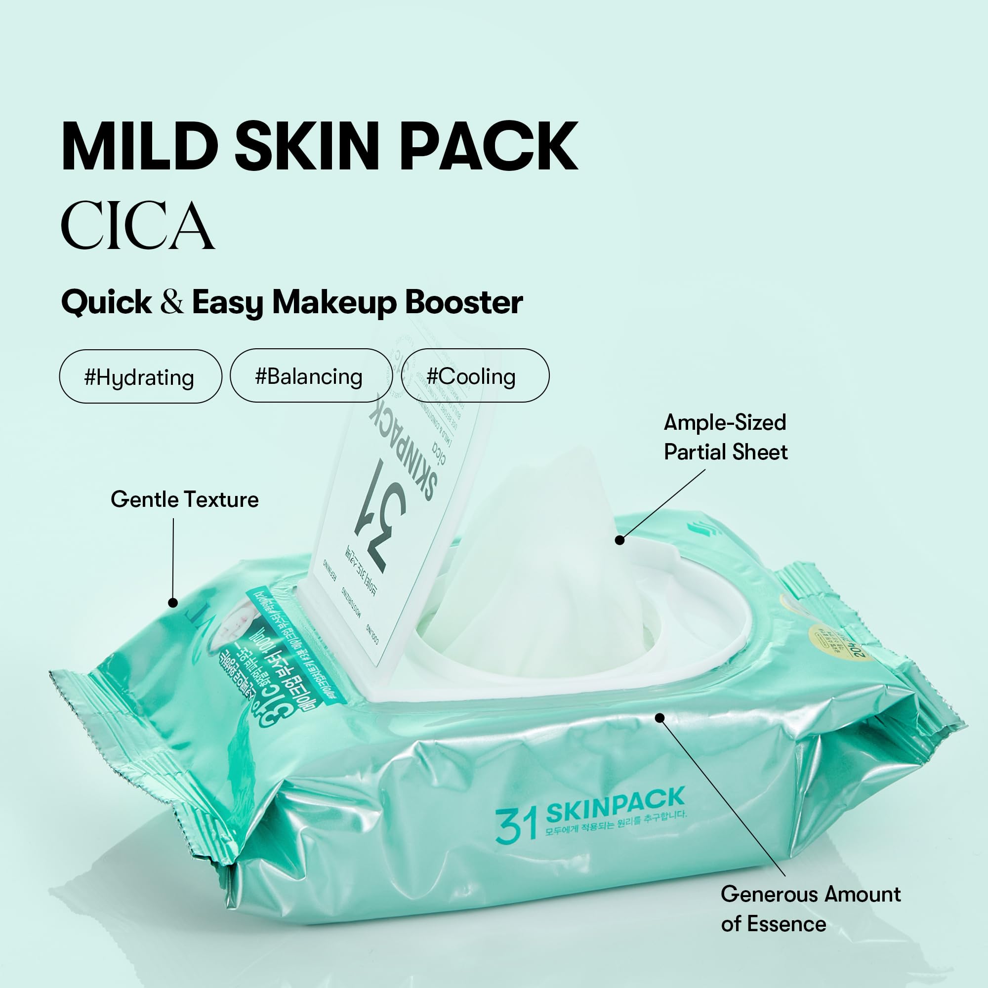 VT COSMETICS Mild Skin Pack (100 Sheets), Toner Pads with Centella Asiatica, Cooling & Hydrating, Gently Exfoliating, Calming & Soothing, Quick Makeup Prep, Korean Skincare (7.40 oz.)