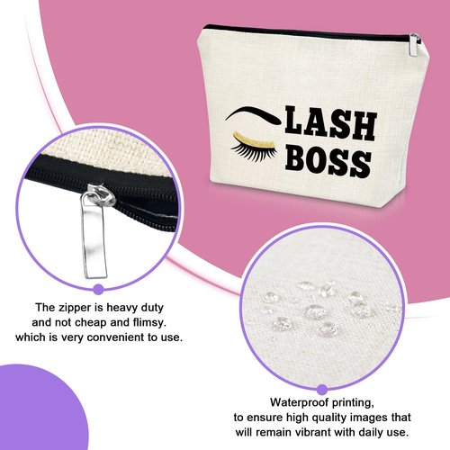 Sazuwu Lash Boss Beauty Lashes & Makeup Bag - Eyelashes Artist Gift & Cosmetic Bag - Graduation & Birthday Gifts for Her - Travel Pouch