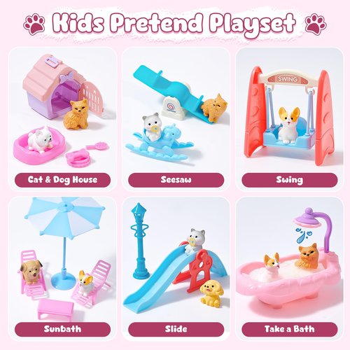 Toylink Bath Bombs for Kids with Surprise Inside for Girls Boys, 12 Pack Kids Bath Bombs with Dog & Cat Toys Pretend Playset Handmade Bubble Bath Fizzies Birthday Christmas Gift Set