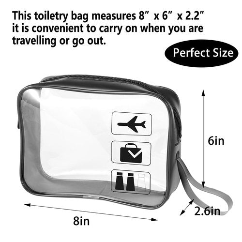 TSA Approved Toiletry Bag Carry on Airport Airline Compliant 3Pcs,Clear Makeup Bag Toiletry bags Quart Size Traveling, 3 Packs Clear Travel Bags for Toiletries,Black