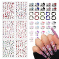 6 Sheets Cute Cat Nail Stickers and 40Pcs Cartoon Red Pink Cat Nail Charms Set Kawaii Cat Heart Letter Nail Art Decals Charms for Women DIY Party Nail Decoration Accessories