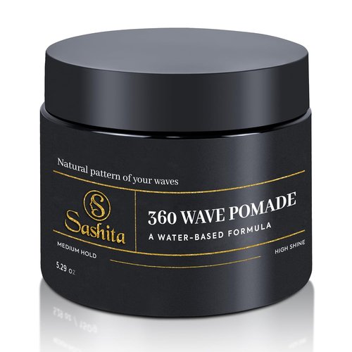 Sashita 360 Wave Pomade - Water-Based Hair Styling Product for Medium Hold & High Shine | 5.29 Oz