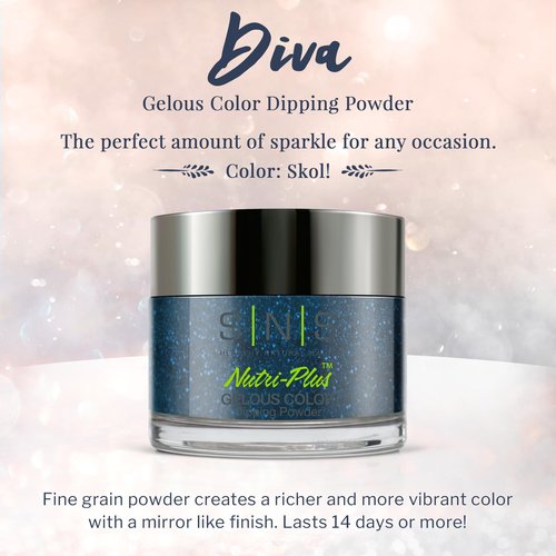 SNS Nail Dip Powder, Gelous Color Dipping Powder - Skol! (Blue/Teal, Shimmer) - Long-Lasting Dip Nail Color Lasts 14 Days - Low-odor & No UV Lamp Required - 1 oz