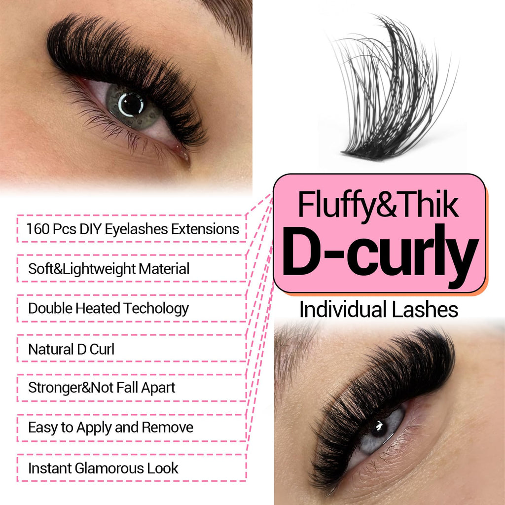 Volume Lashes Extension Kit 20MM Mink Lashes Clusters 120D Thick Individual Lashes with Lash Bond and Seal and Applicator Thick Eyelashes Extension Kit by zanlufly