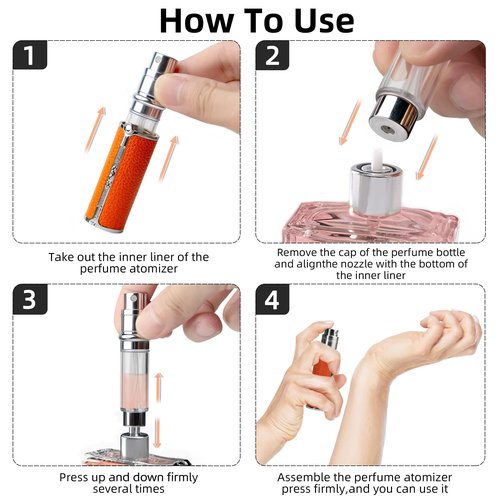 muilsae AF01ORG Leather Perfume atomiser, 5ml Bottom Fill Travel Perfume Bottle, Refillable Perfume Dispenser for Women & Men (AF01ORG, 5ml)