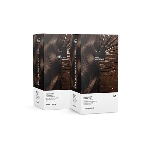 IGK Permanent Hair Color Kit - 5G Hot Chestnut | 100% Gray Coverage, Strengthens & Adds Shine | Ammonia-Free