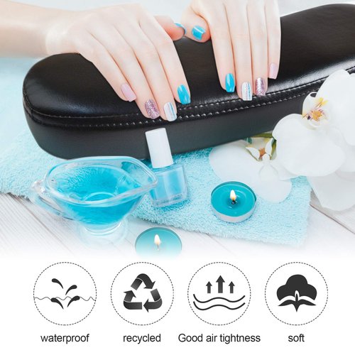 TOROKOM Nail Arm Rest Cushion Hand Pillow Pad, Nail Hand Holder Wrist Arm Rest Leather Pillows Manicure Tool for Nails Art Salon and Home DIY And for Nail Technician Use (Black)