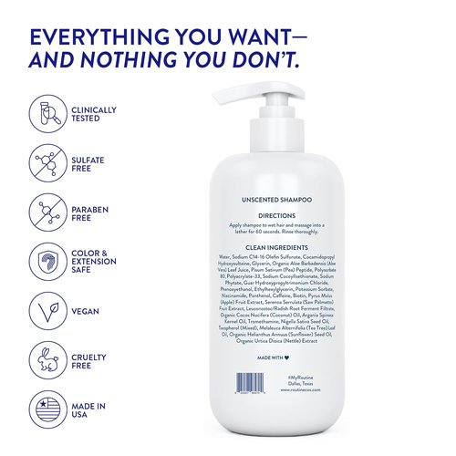 Routine Wellness Anti-Thinning Shampoo - Biotin DHT Blocker for Men & Women - Color Safe & Unscented - 14oz