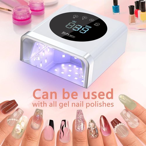NAILGIRLS UV LED Nail Lamp, Cordless Rechargeable 150W Fast UV Lamp for Nails, UV Nail Dryer Light with 4 Timer Setting Auto Sensor Professional Curing for Fingernail and Toenail Home Salon Use