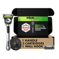 Gillette Labs with Exfoliating Bar by Men's Razor Set, 1 Shower Hook, Handle, 2 Blade Refills, Silver and Black, Razors for Men, Mens