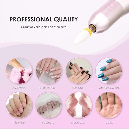 Depvko 22pcs Nail Drill Bits Set, Professional 3/32'' Ceramic Safety Drill Bits Nail Tech, Cuticle Remover Drill Bit for Acrylic Gel Efile Nail Drill, Nail Manicure Pedicure Set, Salon Home