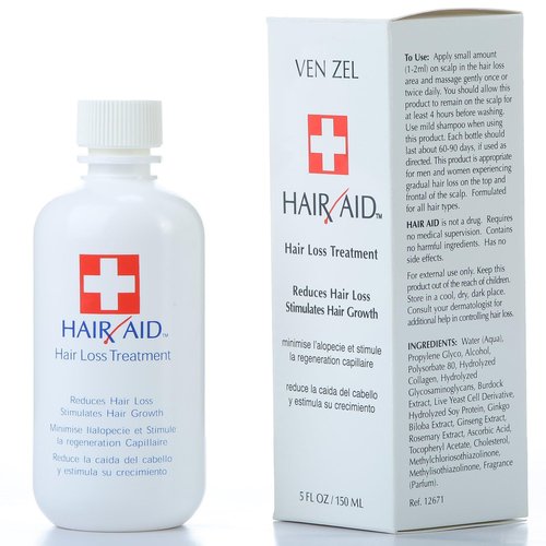 REXSOL Hair Aid Hair Loss Treatment | Stimulates Hair Growth | With pure Vitamin C & E | Yeast Cell Derivatives | Ginseng, Rosemary, Burdock & Ginkgo Biloba Extract. (150 ml / 5 fl oz)