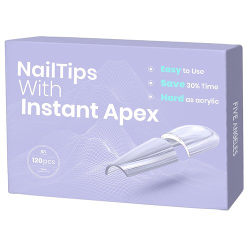 Five Angeles Tipex Instant Apex Nail Tips: Long Coffin, Full Cover Gel, Thicker Acrylic, Strong Hard Clear Pre-etched Press-on Nails