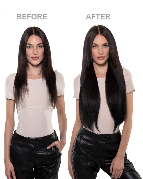 Real Human Hair Clip in Hair Extensions ailiceehr 16inch Clips in Human Hair Extension Striaght 8Pcs Double Weft Thick and Soft Natural Black 90g.
