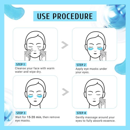 PEAUAMIE Under Eye Patches - Hyaluronic Acid Eye Masks for Dark Circles & Puffiness | 30 Pairs