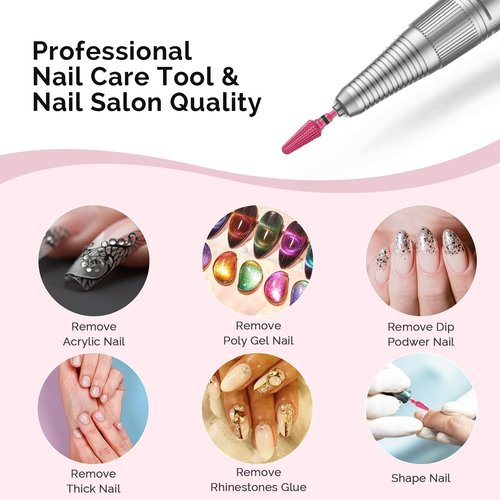 MelodySusie Professional Tornado Nail Drill Bits, 3/32'' Carbide Tungsten Multi-Function Bits, Suitable for Manicure Pedicure Cuticle Gel Polishing, Salon Bits, Pink Blossom, Series Bit-X, Coarse