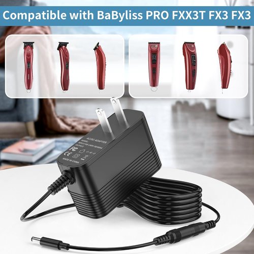 BaByliss PRO FX3 Cordless Hair Trimmer Charger - 12V Adapter Compatible with FX3C Models