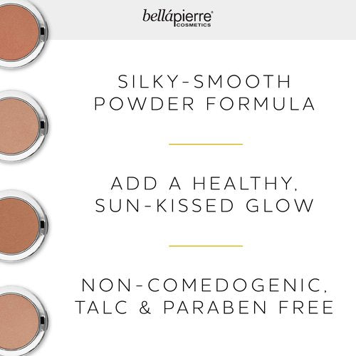 bellapierre Compact Mineral Bronzer | Beautifully Warms for a Sun Kissed Glow | Infused with Nourishing Jojoba | Non-Toxic & Paraben Free Formula - Pure Element - 0.35 Oz