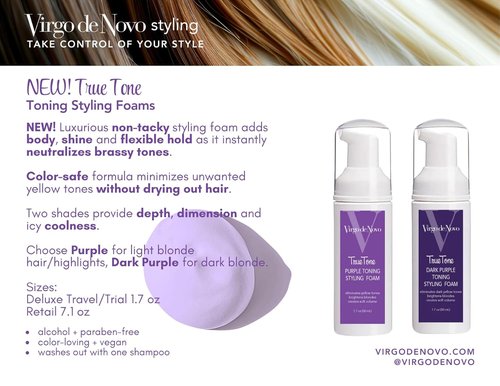 True Tone Dark Purple Toning Foam - Brightens Blondes & Eliminates Brassy Tones - 1.7 oz