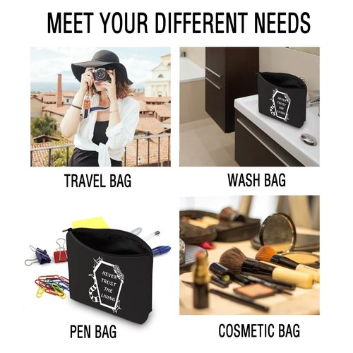 JXGZSO Ghost Movie Gift Horror Movie Cosmetic Bag Halloween Ghost Makeup Bag Never Trust The Living Cosmetic Bag (Never Trust The Living b)