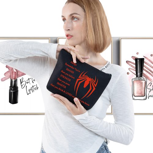 LEVLO Spider Movie Cosmetic Make Up Bag Movie Fans Inspired Gift You Are Braver Stronger Smarter Than You Think Spider Makeup Zipper Pouch Bag For Women Girls (Spider B Bag)