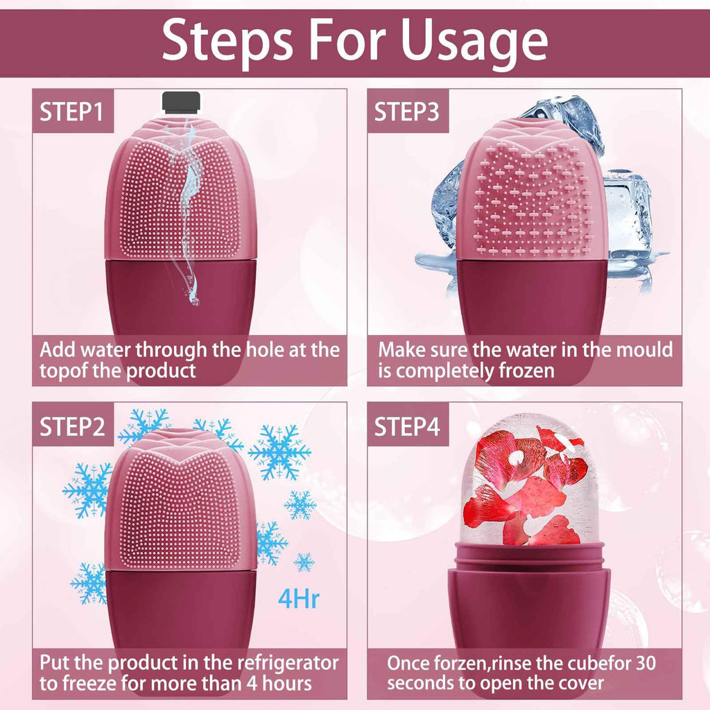 XHJRI Ice Face Roller Massager,Ice Cube Roller for Face, Eyes and Neck Naturally Conditioning and Skin Care,De-Puff Eye Bags,Reduce Migraine Pain,Reusable Massage Silicone Ice Mold (Upgrade Rose)