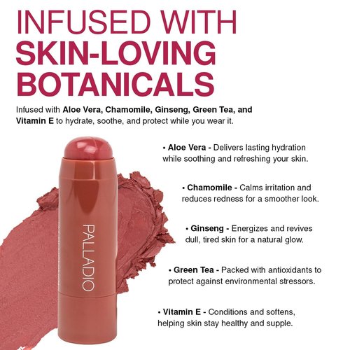 Palladio I'm Blushing 2-in-1 Cheek and Lip Tint - Buildable Cream Blush & Hydrating Multi Stick, Darling