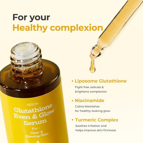 Glutathione All-In-One Brightening Serum - Niacinamide, Kojic Acid & Turmeric for Radiant, Even-Tone Skin