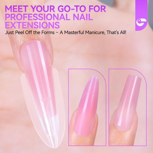 Salon-Perfect Sandwich Nail Forms at Home: Gelike EC Sandwich Dual Forms for Builder Gel - 2026 Nail Extension Mold No Gel Stacking - 240Pcs 15 Sizes for DIY Extensions Art - Almond Round