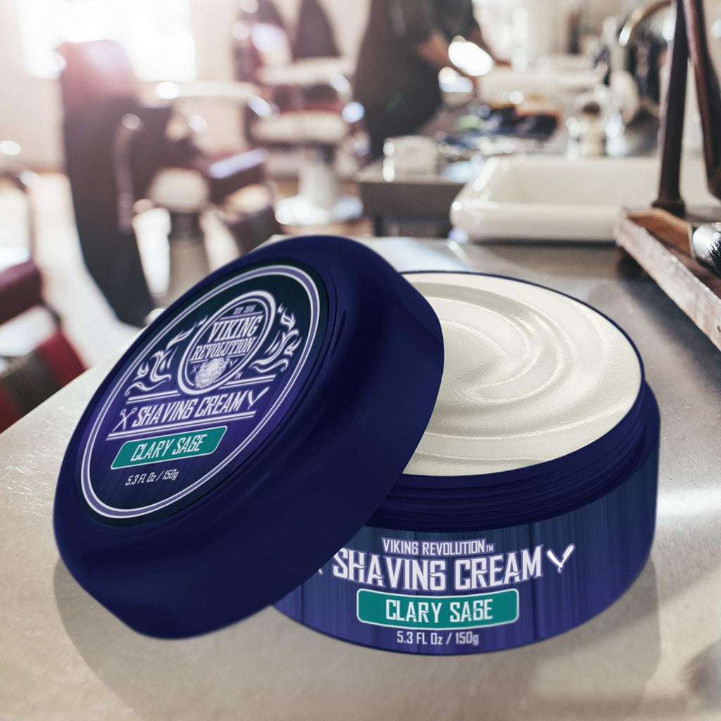 Viking Revolution Luxury Shaving Cream - Clary Sage Scent for Soft, Smooth Shaves - 5.3 Fl Oz