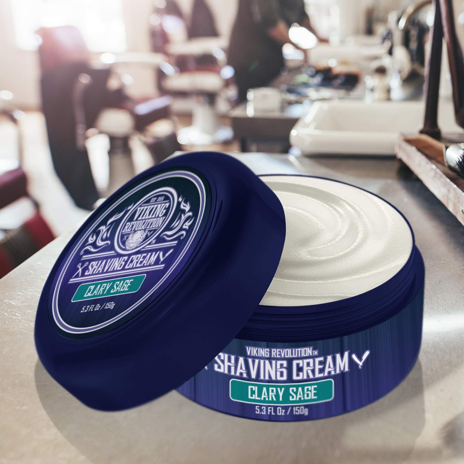 Viking Revolution Luxury Shaving Cream - Clary Sage Scent for Soft, Smooth Shaves - 5.3 Fl Oz