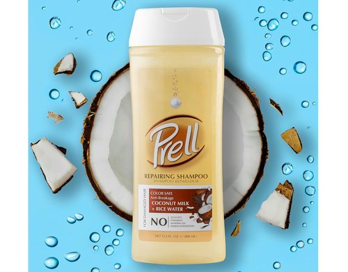 Prell Coconut Milk + Rice Water Shampoo - Anti-Breakage Repair for Damaged Hair | 13.5 fl. oz.