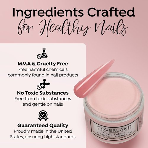 Tones USA Coverland Acrylic Nail Powder MMA & Cruelty Free - Best Quality Nail Powder Dip for Nail Art Design Home & Manicure Salon Use Bubble Free Acrylic Nail Powder 3.5oz "Goyave"