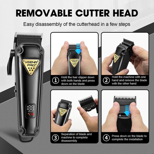 HIENA PRO Professional Hair Clippers Set & Cordless Barber Clippers for Men, Clippers Set and Trimmers Kit, Hair Cutting Tools, Clippers for Hair Cutting, Gifts for Men