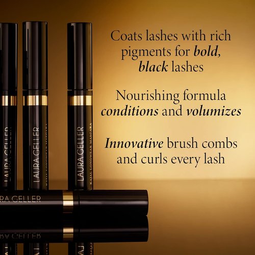 Laura Geller Kajal Longwear Mascara - Black - Volumizing & Lengthening Formula | Smudge-Proof & Flake-Proof
