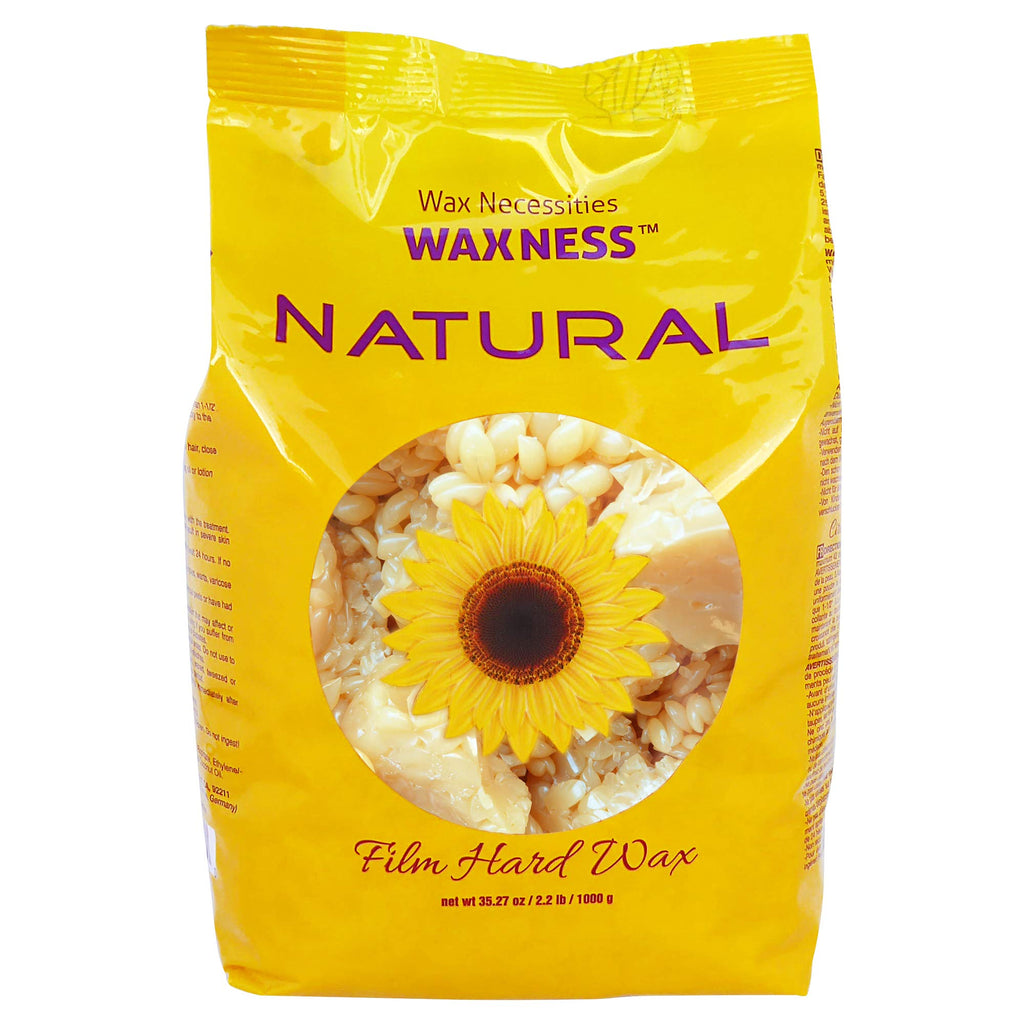 Waxness Film Hard Wax Beads Natural 2.2 lb (1 kg) – Stripless Professional Hard Wax for Face & Body, Smooth Application, Suitable for Sensitive Skin – Made in Italy