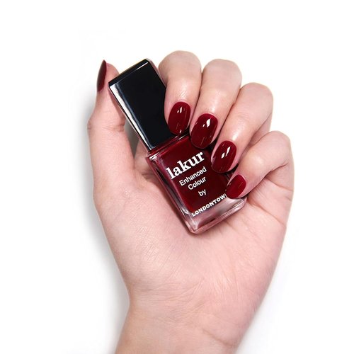 LONDONTOWN Lakur Nail Polish - Lady Luck Dark Red | Long-Lasting & Chip-Resistant Formula