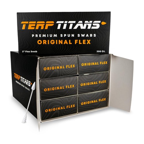 TerpTitans Original Flex Cotton Swabs (6 Pack, 1200 Count) – Dual-Tip with Spiral for Absorption & Fine Point for Precision | Flexible Paper Handle, Lint-Free
