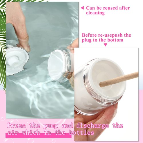 4 Pack Empty Airless Pump Jar Acrylic Airless Cosmetic Container Portable Refillable Travel Size Cream Vacuum Bottle Lotion Jar with Pump Lid for Skincare Cream, White(3.5 oz)