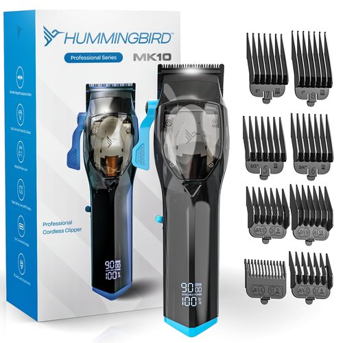 HUMMINGBIRD MK10 Pro Series Hair Clippers – 9,000 RPM Brushless Motor, DLC Blade, Cordless USB-C Rechargeable, Super Torque, Professional Barber Clippers, Haircut Kit, Includes Barber Cape & Comb