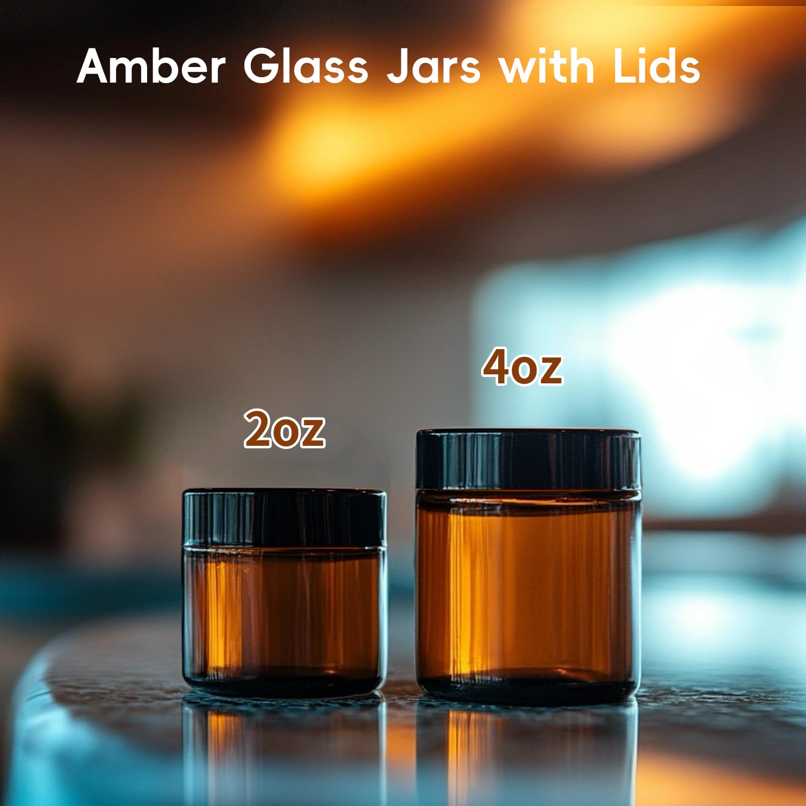 Yokodaza 15 Pack 4 oz Glass Jars with Lids, Amber Refillable Containers with Inner Liners - Empty Cosmetic Jars with Labels & Spatulas for Makeup Lotion Candles Jam Storage