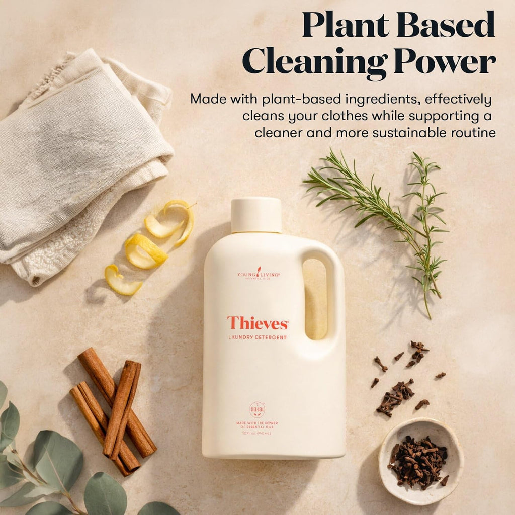 Young Living Thieves Laundry Detergent - Concentrated Plant-Based Formula, Fresh Citrus Scent, 32 fl oz
