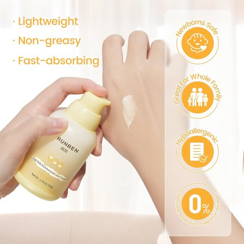 RUNBEN Baby Face Cream - 48H Deep Moisturizing with Egg Yolk Oil | Gentle, Fragrance-Free Lotion for Dry Skin, 1.76 oz