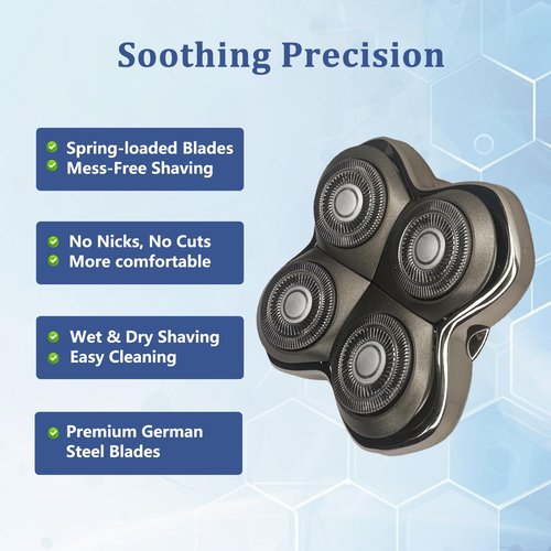 Ruixin Pro 4Head Replacement Blade fit for SKull PitBulls Gold PRO, Silver PRO, Platinum PRO, Butterfly Kiss PRO Head Shavers, German Stainless Blades, Floating 4 Heads for a Fast (2Pack)