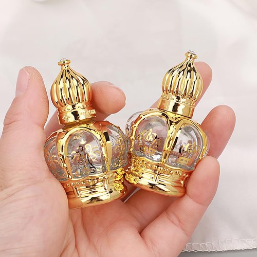 Alunsito 6Pcs Vintage Glass Roller Bottles 15ml Empty Perfume Roller Container with Crown Cap Mini Essential Oil Sample Vials Bottles for Cosmetic Skincare Liquid