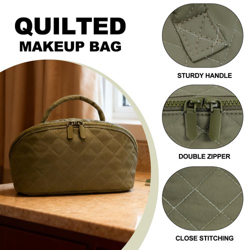 SXS LACONIC Makeup Bag,Quilted Puffer Cosmetic Bags,Travel Toiletry Bag for Women,Large Capacity Waterproof Make up Bag Set