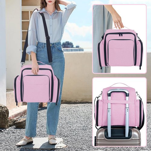 BAOMANYUHA Large Makeup Bag Cosmetic Case Organizer with 3 Inner Removable Pouches Multifunctional Travel Train Storage,Pink