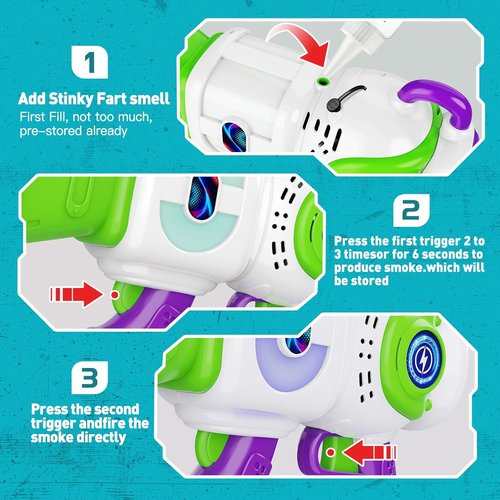 Resosese Fart Gun - Fun Blaster Toy with Real Fog Rings, Unique Scents & Color-Changing Lights | Perfect Christmas Gift for Kids