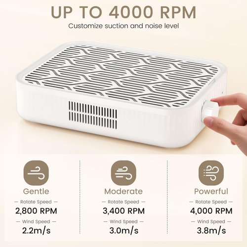 pozoera Nail Dust Collector Cordless - Rechargeable Nail Dust Collector Quiet & Powerful Suction, Professional Nail Tech Dust Collector for Acrylic Gel Polish Manicure Pedicure at Salon&Home