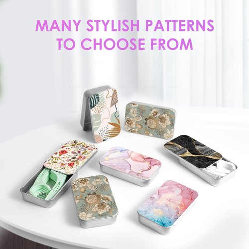 Gerkia 2Pack Travel Floss Picks Case, Refillable Portable Floss Pick Holder and Dispenser, Small Tin Box Containers.